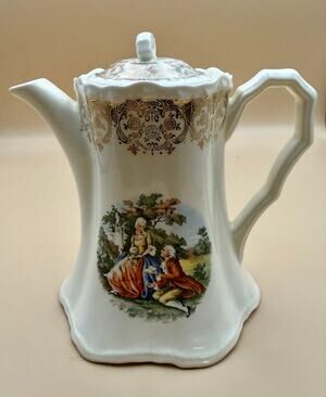 Vintage Cronin China C139 Courting Couple Coffee Pot Gold Trim 6.5”